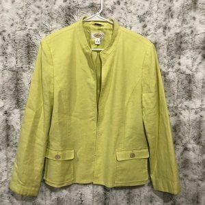 Talbots Womens Yellow Blazer Sz 12 Ladies Stretch Career Linen Blend